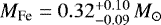 $M_{\textrm{Fe}}=0.32^{+0.10}_{-0.09}\,M_{\odot}$