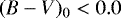 $(B-V)_0<0.0$