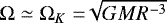 $\mathrm{\Omega} \simeq \mathrm{\Omega}_K = \sqrt[]{G M R^{-3}}$