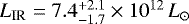 $L_{\textrm{IR}}=7.4^{+2.1}_{-1.7}\times10^{12}\,{L}_{\odot}$