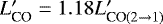 $L'_{\textrm{CO}}=1.18 L'_{\textrm{CO}(2\to1)}$