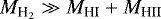 $M_{\textrm{H}_2}\gg M_{\text{HI}} + M_{\text{HII}}$
