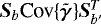 Mathematical equation: ${\bm{S}}_b \textrm{Cov}\{{{\bm{\tilde{\gamma}}}}\} {\bm{S}}_{b'}^T$