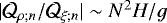 $ | \mathcal{Q}_{\rho; n} / \mathcal{Q}_{\xi; n} | \sim N^2 H / g $