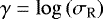 $ \gamma = \log \left( \sigma_{\textrm{R}} \right) $