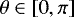 $\theta \in \left[0, \pi \right] $