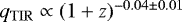 $q_{\mathrm{TIR}} \propto (1+z)^{-0.04\pm0.01}$