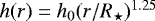 Mathematical equation: $h(r) = h_0(r/R_{\star})^{1.25}$