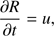 Mathematical equation: $$ \frac{\partial R}{\partial t}=u, $$