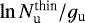 $\ln N_{\textrm{u}}^{\textrm{thin}}/g_{\textrm{u}}$