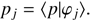 $$ p_j={\langle p\vert\varphi_j\rangle}. $$