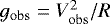 Mathematical equation: ${g_{\mathrm{obs}} = V^2_{\mathrm{obs}}/R}$
