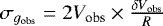 Mathematical equation: $\sigma_{g_{\textrm{obs}}} = 2 V_{\textrm{obs}}\times\frac{\delta V_{\textrm{obs}}}{R}$