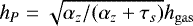 $h_P =\sqrt{\alpha_z/(\alpha_z +\tau_s)} h_{\mathrm{gas}}$