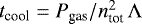 Mathematical equation: ${t_{\textrm{cool}} = P_{\textrm{gas}} / n_{\textrm{tot}}^2\, {\mathrm{\Lambda}}}$