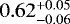 Mathematical equation: $0.62^{+0.05}_{-0.06}$