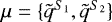 Mathematical equation: $\mu = \{\tilde{q}^{S_1}, \tilde{q}^{S_2}\}$