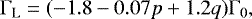\begin{align*} {\mathrm{\Gamma}}_{\textrm{L}} = (-1.8 - 0.07p + 1.2q) {\mathrm{\Gamma}}_0, \end{align*}