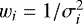 Mathematical equation: $w_i = 1/\sigma_i^2$