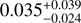 $ 0.035_{-0.024}^{+0.039} $