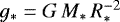 Mathematical equation: $g_{\ast}=G\,M_{\ast}\,R_{\ast}^{-2}$