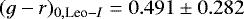 $(g-r)_{0,{\textrm{Leo}}-I}=0.491\pm 0.282$