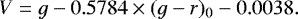 \begin{align*}V = g - 0.5784\times(g - r)_0 - 0.0038. \vspace*{-10pt}\end{align*}