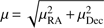 Mathematical equation: $ \mu=\sqrt{\mu_\mathrm{RA}^2+\mu_\mathrm{Dec}^2} $