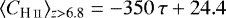 \begin{equation*}\langle{C_{\textup{H\,\textsc{\lowercase{II}}}}}\rangle_{z>6.8} = -350\, \tau +24.4 \end{equation*}