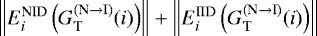 $\left\|E_i^{\textnormal{NID}}\left(G_{\textnormal{T}}^{(\textnormal{N} \rightarrow \textnormal{I})}(i)\right)\right\| &#x002B; \left\|E_i^{\textnormal{IID}}\left(G_{\textnormal{T}}^{(\textnormal{N} \rightarrow \textnormal{I})}(i)\right)\right\|$