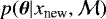 $p(\boldsymbol{\theta}|x_{\textrm{new}},\mathcal{M})$