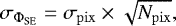 Mathematical equation: \begin{equation*} \sigma_{{\mathrm{\Phi}}_{\mathrm{SE}}} = \sigma_{\mathrm{pix}} \times \sqrt{N_{\mathrm{pix}}} \mathrm{,}\end{equation*}