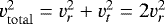 Mathematical equation: $v_{\mathrm{total}}^2=v_r^2+v_t^2=2v_r^2$