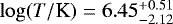 $\log(T/\text{K})=6.45^{+0.51}_{-2.12}$