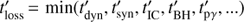 $ t_\text{loss}^'=\text{min}{(t_\text{dyn}^',t_\text{syn}^',t_\text{IC}^',t_\text{BH}^',t_{\text{p}\gamma}^',\dots)} $
