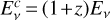 $ E_\nu^c={(1+z)}E_\nu $