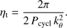 Mathematical equation: $$ \eta_{\text t}=\frac{2\pi}{2\,P_\text{cycl}k_\theta^2}. $$
