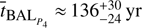 Mathematical equation: $ {\overline t}_{{\text{BAL}}_{P_4}}\approx136_{-24}^{+30}\text{yr} $