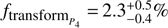 Mathematical equation: $ f_{{\text{transform}}_{P_4}}=2.3_{-0.4}^{+0.5}\% $