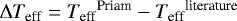 ${\mathrm \Delta}{{T_{\textrm{eff}}}}={{T_{\textrm{eff}}}}^{\textrm{Priam}}-{{T_{\textrm{eff}}}}^{\textrm{literature}}$