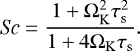 Mathematical equation: \begin{equation*} \mbox{\textit{Sc}} = \frac{1+{\mathrm\Omega}_{\mathrm{K}}^2 \tau_{\mathrm{s}}^2}{1+4{\mathrm\Omega}_{\mathrm{K}}\tau_{\mathrm{s}}}. \end{equation*}