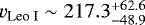 Mathematical equation: $v_{\textrm{Leo I}} \sim 217.3^{+62.6}_{ -48.9}$