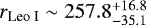 Mathematical equation: $r_{\textrm{Leo I}} \sim 257.8^{+16.8}_{-35.1}$