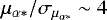 Mathematical equation: $\mu_{\alpha*}/\sigma_{\mu_{\alpha*}}\sim 4$