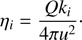 $$ \eta_i=\frac{Qk_i}{4\pi u^2}. $$