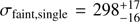 Mathematical equation: $ \sigma_\text{faint,single}=298_{-16}^{+17}\text{km s}^{-1} $