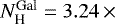 Mathematical equation: $N_{\textrm{H}}^{\textrm{Gal}}= 3.24\,\times$
