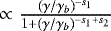 Mathematical equation: $\propto \frac{(\gamma/\gamma_b)^{-s_1}}{1+(\gamma/\gamma_b)^{-s_1+s_2}}$