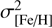 Mathematical equation: $ \sigma_{\lbrack\text{Fe/H}\rbrack}^2 $