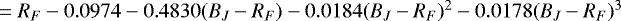 $ = R_F -0.0974 -0.4830(B_J-R_F) -0.0184(B_J-R_F)^2-0.0178(B_J-R_F)^3$